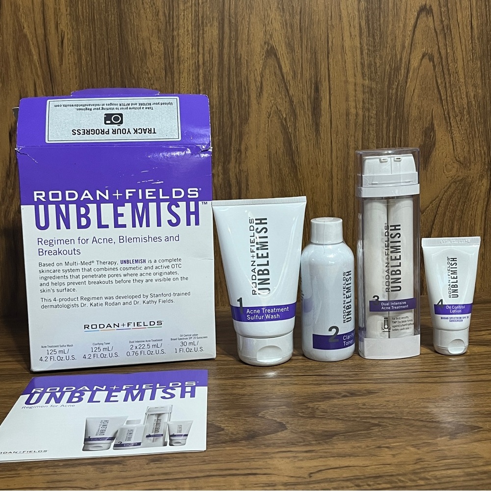 Rodan + Fields Unblemish skincare set Toner, Wash, Acne Treatment, oil control